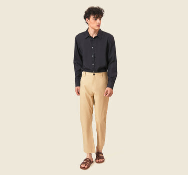 Solid Cotton Casual Pants