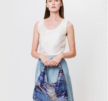 Rice Small Silk Twill Hobo Bag