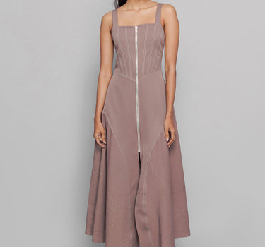 Grey Mocha Zip Dress