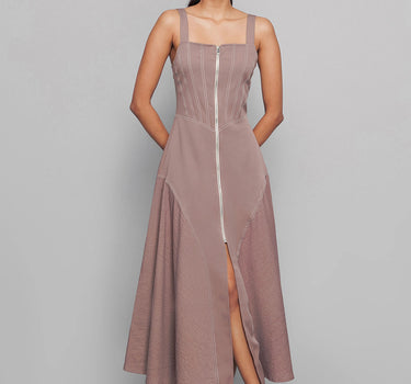 Grey Mocha Zip Dress
